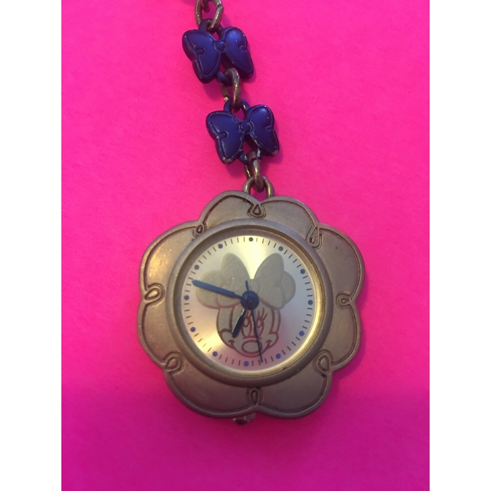 Vintage MINNIE MOUSE butterfly clip flower WATCH DISNEY MU0118 RARE unique